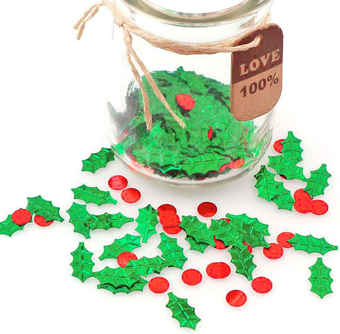 Werich 45g 1.6OZ 1200Pcs Holly Berries Confetti | Glitter Confetti Sprinkles for Xmas party Table Scatters Decoration |