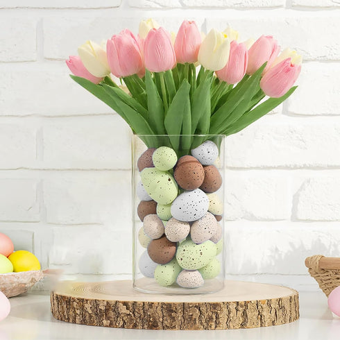Kidum 36 Pcs Easter Speckled Eggs Vase Filler Plastic Speckled Eggs Faux Eggs for Decoration Bowl DIY Spring Displays
