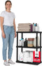 IRIS USA 3-Shelf Light Duty Plastic Storage Shelves, 150lb Capacity, 33" H