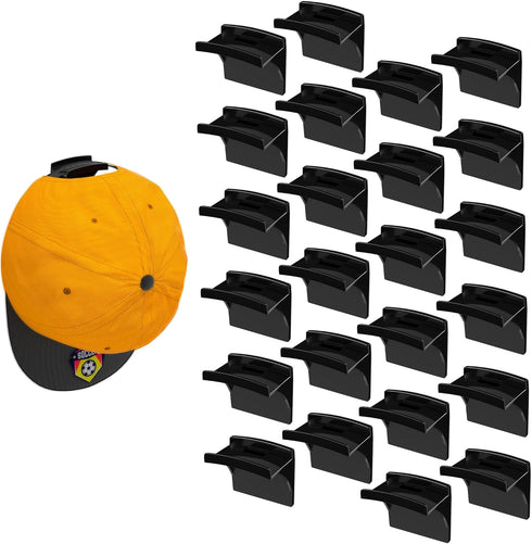 24 Pack Adhesive Hat Rack for Wall - Strong Multi-Purpose Organizer for Baseball Caps, No Drilling Hat Holder