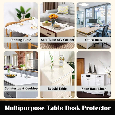 Leoewo 13x16 Inch Crystal Plastic Tablecloth Clear PVC Table Protector Transparent Table Cover Pads Waterproof Laptop