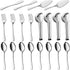 BEWOS 20-Piece Large Serving Utensil Set, Includes Spoons, Tongs, Forks, Cake Server, Stainless Steel, Dishwasher Safe