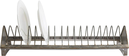 Creative Co-Op Rustic Farmhouse Metal Dish Rack, Zinc Finish with 18 Slots