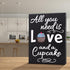JennyGems All You Need is Love and a Cupcake Wooden Sign - Bakery Signage and Decor Gift for Cupcake Lovers, Made in USA