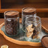 LYXFZQ 34 OZ Counter Vintage Glass Jar with Lid, Airtight Food Storage Canisters with Bamboo for Kitchen Pantry, Ideal