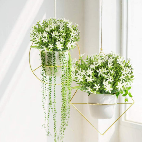 6Pcs Artificial UV Resistant Flowers, Outdoor Fake Plants for Hanging Planter, Garden, Cemetery, Kitchen Decor