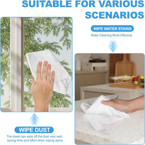 12 Pack 12x12 Inch Microfiber Wash Cloth, Highly Absorbent and Soft Feel Fingertip Towels, Machine Washable Washcloths