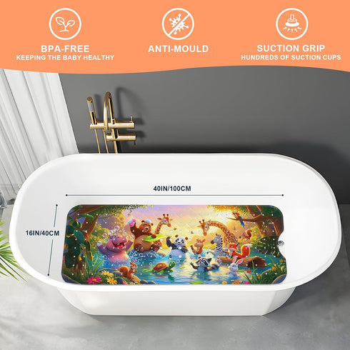 40"x16" XIYUNTE Upgrade Baby Bath Mat Non Slip - Extra Long Kids Bath Mat for Tub Non Slip Bathtub Mat Eco-Friendly