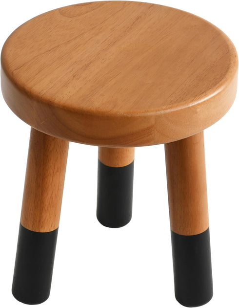 9" (10" Rubber Wood Round Plant Stand |Dip Dyed Black Stool, Wood Riser |Milking Stool H)