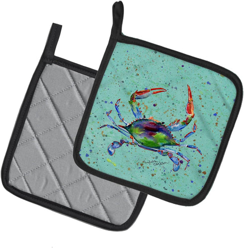 Caroline's Treasures 8462PTHD Crab Pair of Pot Holders, Kitchen Heat Resistant, 7 1/2 x 7 1/2