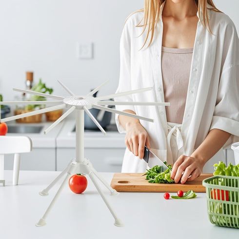 Zxmissu 2 Pack 10 Foldable Pasta Drying Rack, Homemade Fresh Spaghetti Stand Collapsible Dryer Noodle Hanger