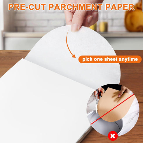 200Pcs 9 Inch Parchment Paper Rounds, YUFDA Non-Stick Baking Parchment Paper for Cake Pan, Cookies