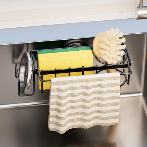 TAILI 4-in-1 Sponge Holder for Kitchen Sink with Strong Suction Cup Removable,
