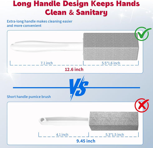 4 Pack, Swimming W&E Choice Toilet Pumice Stone Pumice Stone for Bathtub Cleaning with Extra Long Handle, Toilet Brush