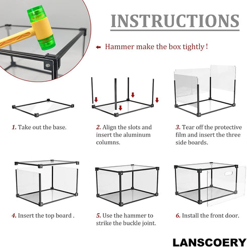 LANSCOERY Shoe Storage Box, Stackable Clear Acrylic Foldable Shoe Organizer with Magnetic Side Opening Door for