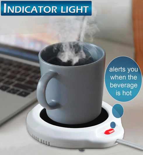 Home-X Mug Warmer, Desktop Heated Coffee & Tea - White Candle & Wax Warmer