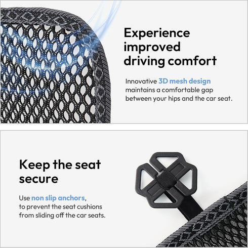 2 Pack 3D 17.75" 17.75" carrotez Double Breathable Air Mesh Cool Seat Cushion Pad for Cars Seats, Home Office Chairs