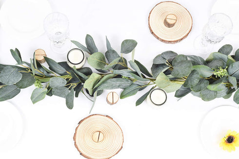 DearHouse 6.2 Feet Eucalyptus Garland, Artificial Silk Eucalyptus Leaves Vines Handmade Garland for Wedding Home