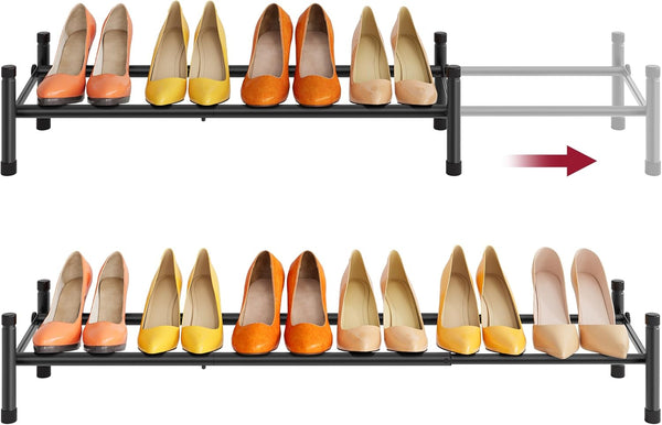 Tajsoon Expandable Shoe Rack for Closet 1 Tier, 28-41Adjustable & Stackable Shoe