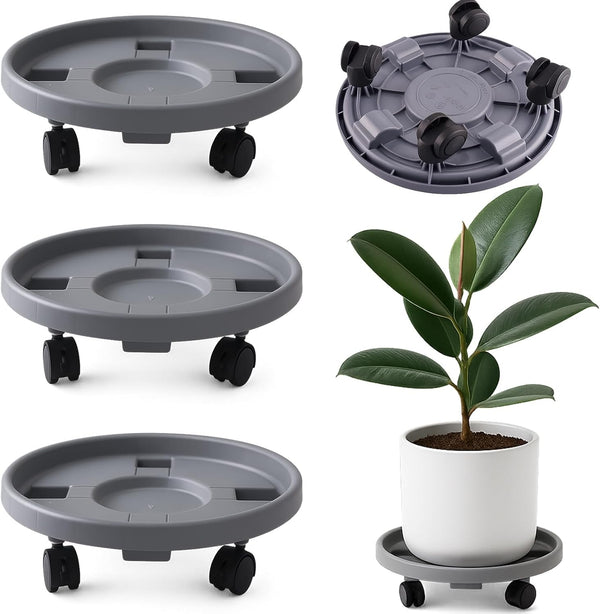 Tulpeed Rolling Plant Stand with Wheels 3 Pack 13 Inch Plant Caddy with