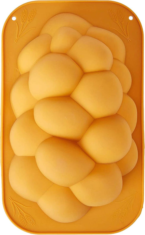 Silicone Braided Challah Mold - Medium Braided Oval Pan for Baking, No Shaping Required
