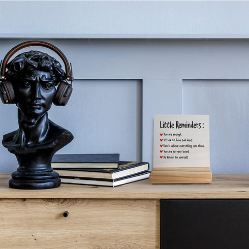 Little Reminders You are Enough Desk Plaque Sign with Stand, Inspirational Decor for College Girls