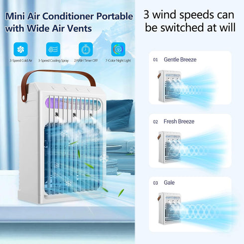 gootu Conditioners,1000ML Conditioner,3 Cooler,2/4/6H OFF,7Color Portable Air Portable AC Unit,Personal Small Air Speed