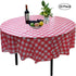 10 Pack Round Plastic Checkered BBQ Tablecloth, Red & White Gingham Table Covers for Plastic Picnic (Round 84 inch)