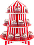 Super Z Outlet 3 Tier Cupcake Foam Stand with Circus Carnival Tent Design for Birthdays, Desserts, Decorations