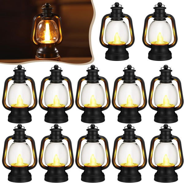 Ferraycle 12 Pcs Mini Lantern Decor 4 Inch Western Lantern Table Centerpiece