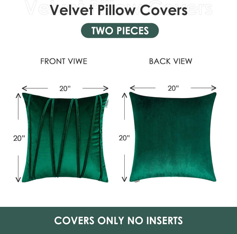 Top Finel Emerald Green Christmas Decorative Throw Pillow Covers, 20 X 20 Inch, Soft Velvet Cushion Case (Pack of 2)