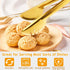 Gold Serving Utensils Set - 12 Pcs Stainless Steel with Slotted Spoons, Forks, Tongs, and Soup Ladle