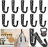 WODEGIFT 12Pcs Heavy Duty Wall Hooks, Metal Coat Hooks for Hanging Coats, Towels, Backpacks, Hats, Coffee Mugs (Black)