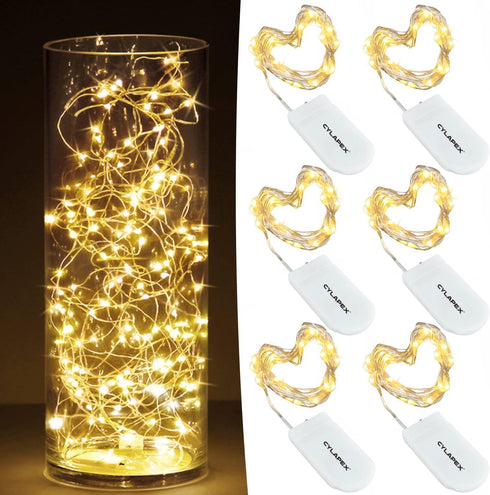 CYLAPEX 6 Pack Warm White Fairy Lights String Battery Operated Fairy Lights Firefly