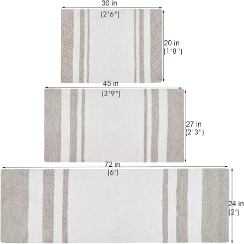 Madison Park Reversible Spa Cotton Bath Rug, 27x45, Taupe, Ultra Soft Water Absorbent Non-Slip Mats