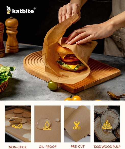 Katbite 75Pcs Unbleached Parchment Paper Sheets, 12x16IN Heavy Duty Non-Stick Baking Paper for Air Fryer and Oven