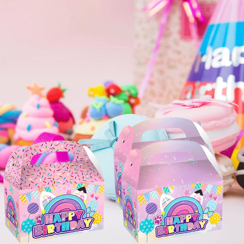 Terasilian 16pcs Cartoon Cat Party Candy Bags Dollhouse Theme Goodie Gift Boxes for Kids Birthday Party Decorations