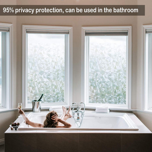 NIVIY 3D No Glue Static Cling Window Films - Privacy Cut Glass Window Sticker for Bathroom Office Kitchen