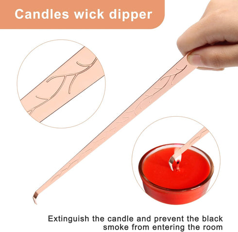 Luxiv 3 in 1 Candle Snuffer Set, 3P Candle Accessory Set with Wick Trimmer, Snuffer, Dipper, Gift Package, Rose Gold