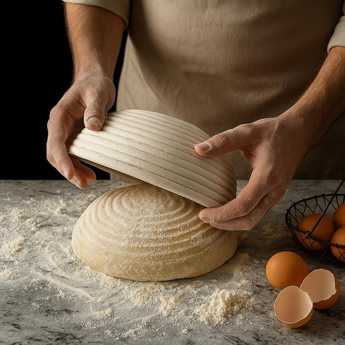 Saint Germain Bakery (9 inch) Premium Round Bread Banneton Basket with Liner - Perfect Brotform Proofing Basket