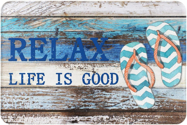 Beach Nautical Old Planks Indoor Door Mat, Non-Slip Coastal Ocean Decoration Rug, 23.6in*15.7in