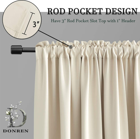 DONREN 24 Inch Curtain Tiers, Room Darkening Rod Pocket Valance Curtains for Small Windows (30 W x 24 L, 2 Panels,