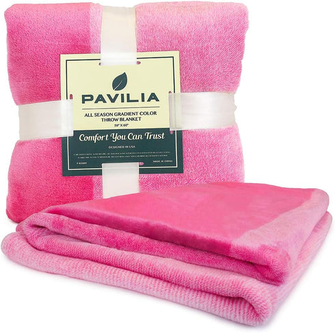 Cozy 50x60 Inches PAVILIA Flannel Fleece Ombre Throw Blanket for Couch | Soft Microfiber Couch Gradient Accent Blanket