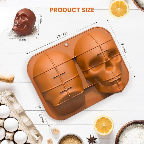 3d Skull Cake Molds for Baking, Cake Molds for Halloween, Food Grade Silicone DIY Large Skull Cake Pan for Birthday,Halloween and all parties. by TZnponr