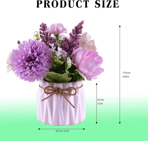 Meyerascal Artificial Potted Flowers, Small Ceramic Vase Fake Flower Plants Desktop Decoration Indoor for Home