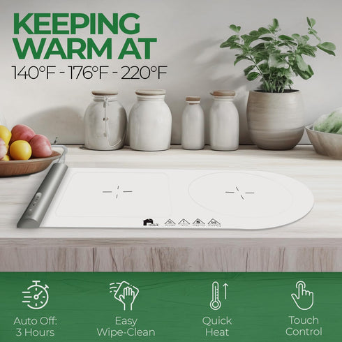 3 EconoHome Premium Silicone Food Warmer for Parties, Buffet, Holidays - Roll Up Electric Powered Food Warming Tray