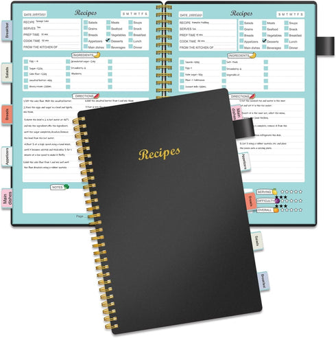 Recipe Book to Write in Your Own Recipes, Blank Recipe Notebook with Tabs for Family Cooking Lovers, 120 Pages