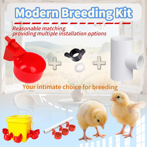 Generic 24 Pack 1/2" (12 12 24-Piece Automatic Chicken Waterer Cups Kit, Gravity-Fed Poultry Drinker with PVC Tee