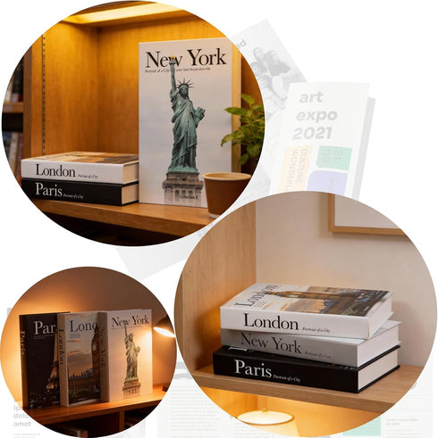 YOYMJBY 3 (3-Paris PCS Faux Decorative Books for Home Decor-Coffee Table Books Decor-Aesthetic Fake/Faux Books