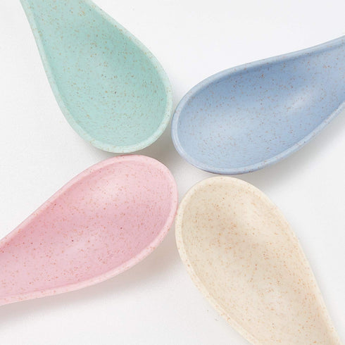 Outus 8 Pieces Wheat Straw Plastic Spoon, Portable Dinner Spoon, Dishwasher and Microwave Safe